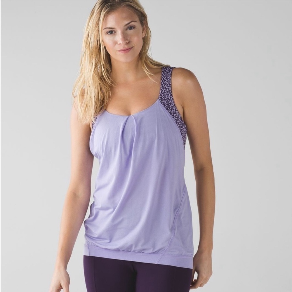 Lululemon No Limits purple layered tank top size 2